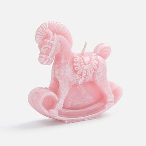 Свеча фигурная «Лошадка-качалка», розовая