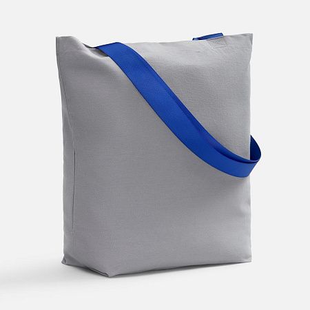 Шопер B5, серый с широкими синими ручками