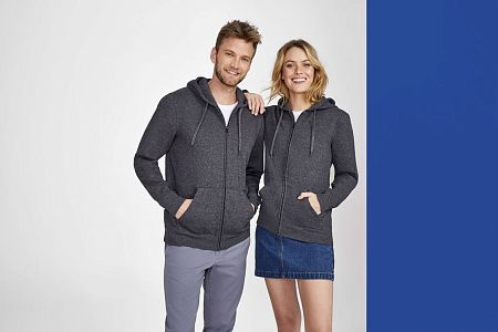 Толстовка мужская на молнии с капюшоном Seven Men, серый меланж, размер S