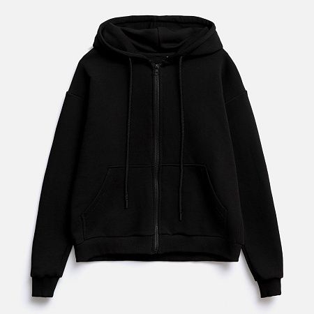 Толстовка унисекс оверсайз на молнии Zippy Terry, черная, размер XL/2XL