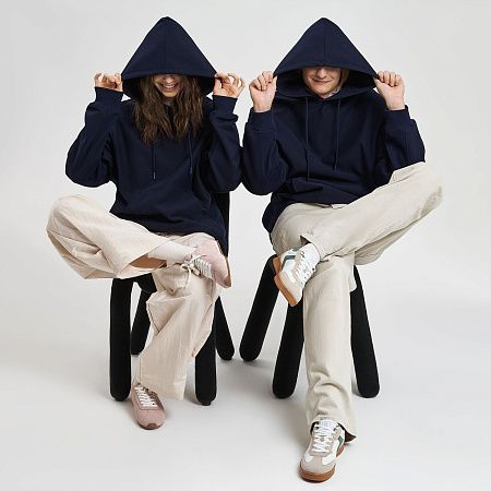 Худи релакс унисекс ADVENTURE, темно-синий, размер M/L