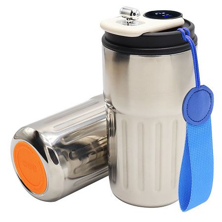 Термокружка Ashly To Go, серебристая/синяя/оранжевая