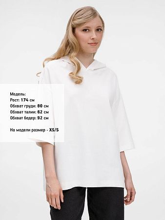 Футболка оверсайз унисекс с капюшоном Neofit, молочно-белая, размер M/L