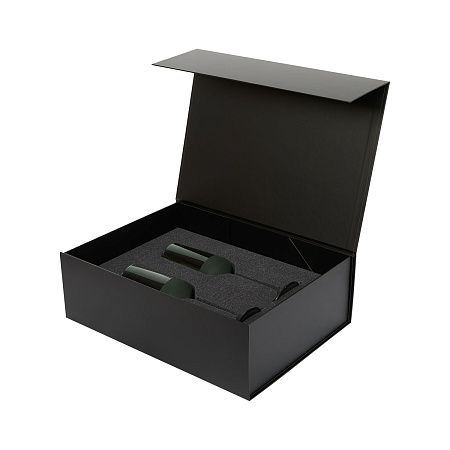 Подарочный набор 2 бокала для шампанского Эмеральд (Emerald) в черной коробке