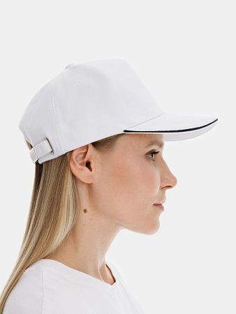 Бейсболка Long Beach, белая с темно-синим