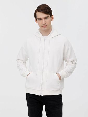 Толстовка унисекс оверсайз на молнии Zippy Terry, белая, размер XS/S