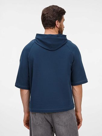 Футболка оверсайз унисекс с капюшоном Neofit, темно-синяя, размер XL/2XL