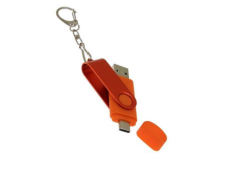 USB 3.0- флешка на 32 Гб с поворотным механизмом и дополнительным разъемом Type-C