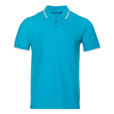 Рубашка поло мужская STAN с окантовкой хлопок/полиэстер 185, 04T, Бирюзовый,  (32)  (58/4XL)
