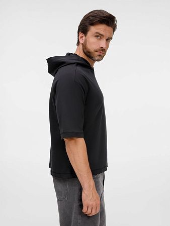 Футболка оверсайз унисекс с капюшоном Neofit, черная, размер M/L