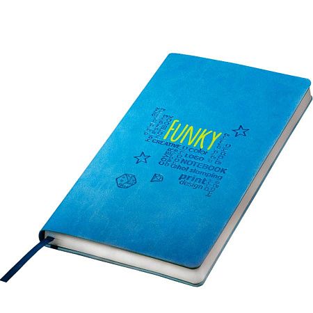 Бизнес-блокнот FUNKY А5, голубой, серый форзац, мягкая обложка,  в линейку