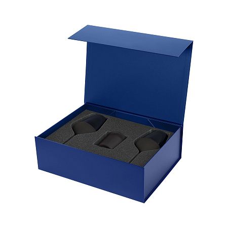 Подарочный набор свеча Enigma + 2 бокала для вина Black Edition в синей коробке