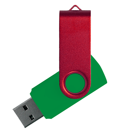 Флеш накопитель USB 2.0 Twister Сolor Mix 16GB, пластик Софт Тач/металл, зеленый/красный
