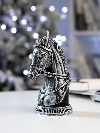 Свеча фигурная «Бюст лошади», серебристая