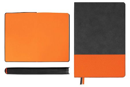 Ежедневник Flexy Treviso Nuba Sand Color Print Sample Hills А5, серый/оранжевый, недатированный, в гибкой обложке