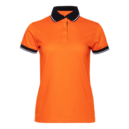 Рубашка поло женская STAN с контрастными деталями хлопок/полиэстер 185, 04CW, Оранжевый,  (28/1)  (52/XXL)