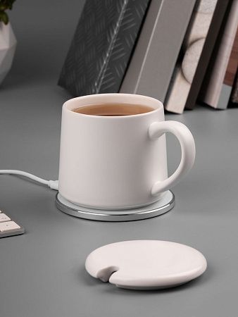 Кружка с подогревом и беспроводной зарядкой dualBase ver. 2.0 Matt, белая