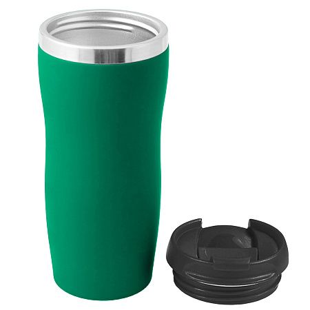 Термокружка SLIM SOFT 350мл. Зеленая с черной крышкой 6031.02