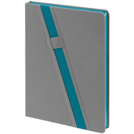 Ежедневник Rubikon на заказ, недатированный серо-бирюзовый
