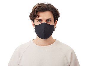 Маска для лица многоразовая из хлопка, анатомической формы, цвет: черный