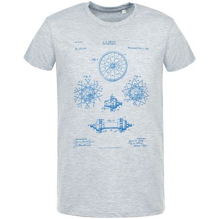 Футболка приталенная Old Patents. Wheel, голубой меланж, размер S