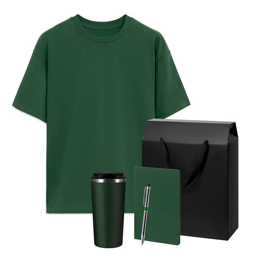 Набор с одеждой RUST (футболка, термокружка, блокнот, ручка), зеленый 1, 3XL/4XL