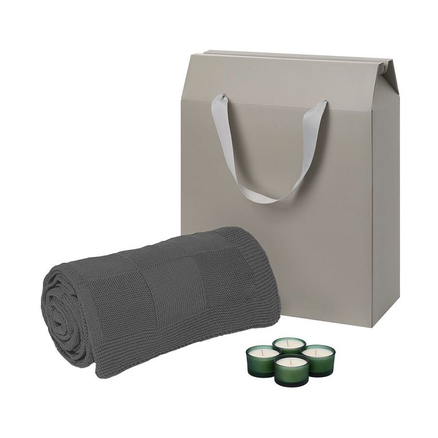 Подарочный набор Sento, Cella, зеленый (свечи, плед)