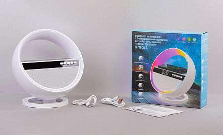 Bluetooth колонка "Smart Orb" 5Вт с беспроводным (15W) ЗУ, лампой, часами, FM радио