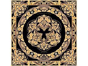 Платок «Златоустовская гравюра», цвет: черный, золотой, многоцветный