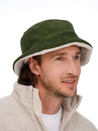 Панама Bucket двусторонняя утепленная, хаки с бежевым, размер M/L