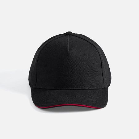 Бейсболка Long Beach, черная с красным