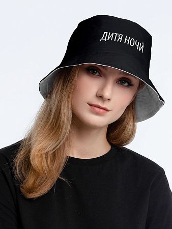 Панама Drunk со светящимся принтом, черная