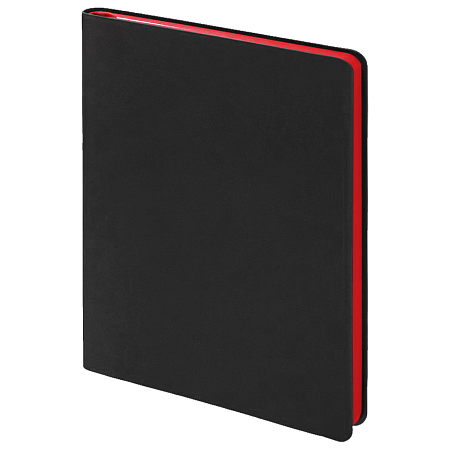 Еженедельник Flexy Latte Soft Touch Black Edition Color A4, черный с красным, датированный на 2026 г, в гибкой обложке