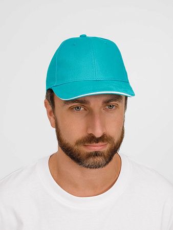 Бейсболка Buffalo, бирюзовая с белым