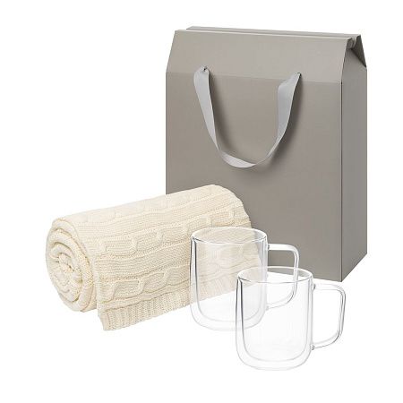 Подарочный набор Viora, Fado в серой коробке-пакете (2 кружки+плед)