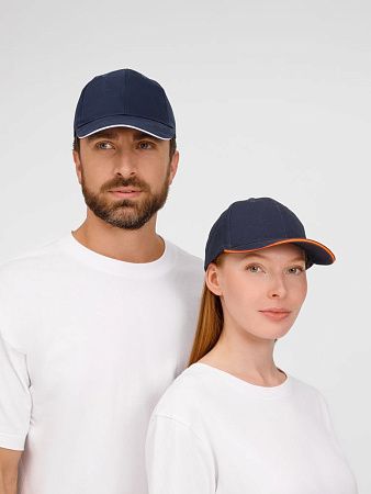 Бейсболка Buffalo, темно-синяя с белым