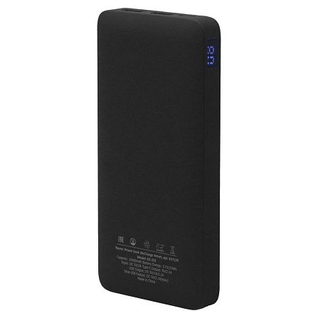 Внешний аккумулятор (powerbank) «WeCharge Velvet», 10 000 mAH, 5V -2A , c цифровым дисплеем для контроля заряда, черный