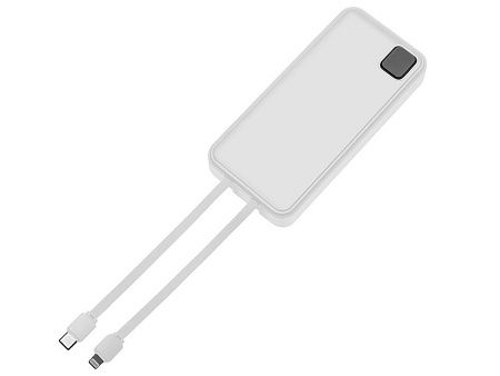 Внешний аккумулятор со встроенными кабелями «Фрэйм Про», быстрая зарядка, 20000мач