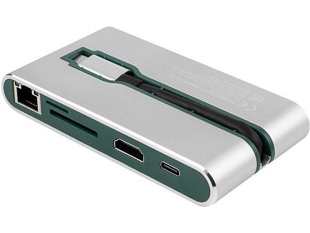 Хаб 8-в-1 Type-C «Hermes», USB 3.0 x 3, Type-C PD, HDMI, LAN, картридер