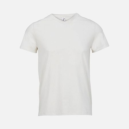 Футболка унисекс Regent с V-образным вырезом, молочно-белая, размер XS