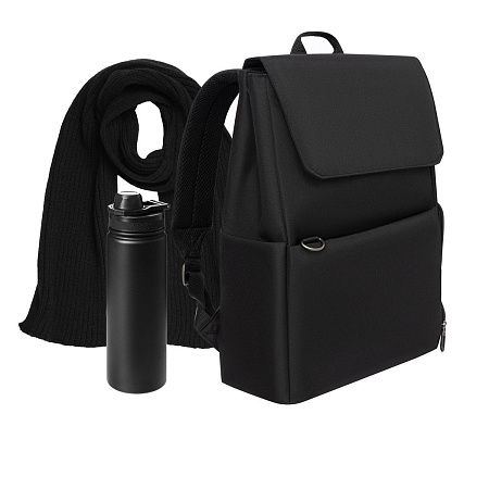 Подарочный набор Марко (Marco), черный (шарф, термобутылка, рюкзак)