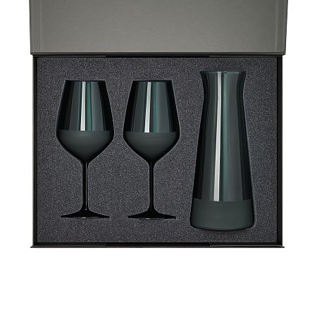 Подарочный набор декантер + 2 бокала для вина Emerald в черной коробке