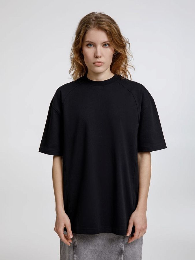 Футболка оверсайз унисекс Sideline, черная под нанесение