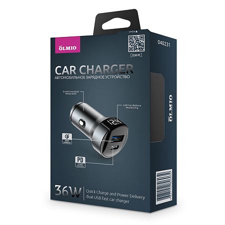 Автомобильное зарядное устройство 2USB с функцией QuickCharge 3.0