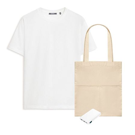 Набор с одеждой KRIS (футболка, аккумулятор, шоппер), белый, S