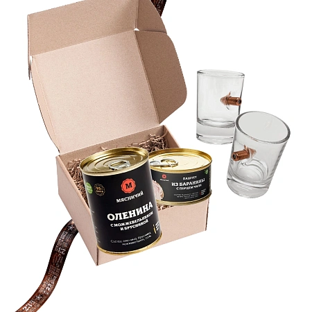 Подарочный набор «Приятная встреча»: пробка для бутылки, стопки, паштет из лося