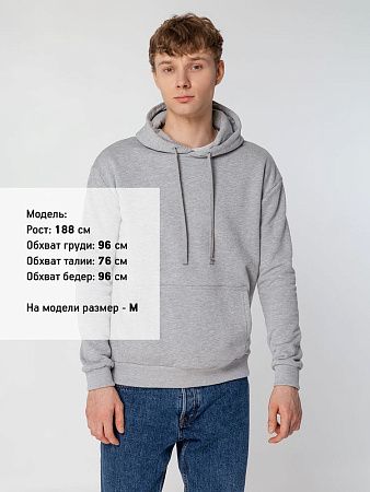 Толстовка с капюшоном Unit Kirenga Heavy, серый меланж, размер S
