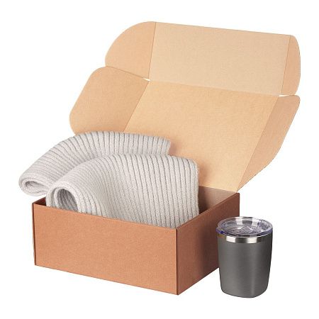 Подарочный набор Форгес (Forges), серый (шарф, термокружка)