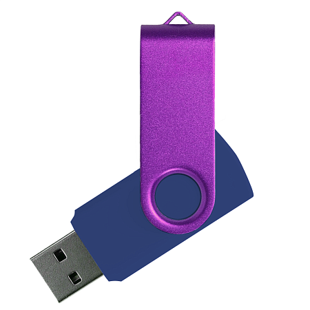 Флеш накопитель USB 2.0 Twister Сolor Mix 16GB, пластик Софт Тач/металл, темно-синий/фиолетовый