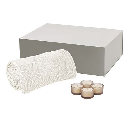 Подарочный набор Sento, Cella, бежевый (свеча, плед)